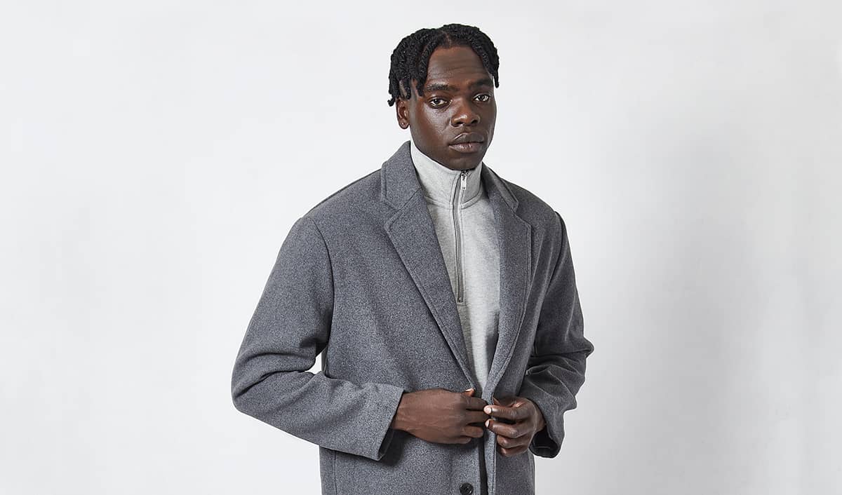 Fashion model with grey coat