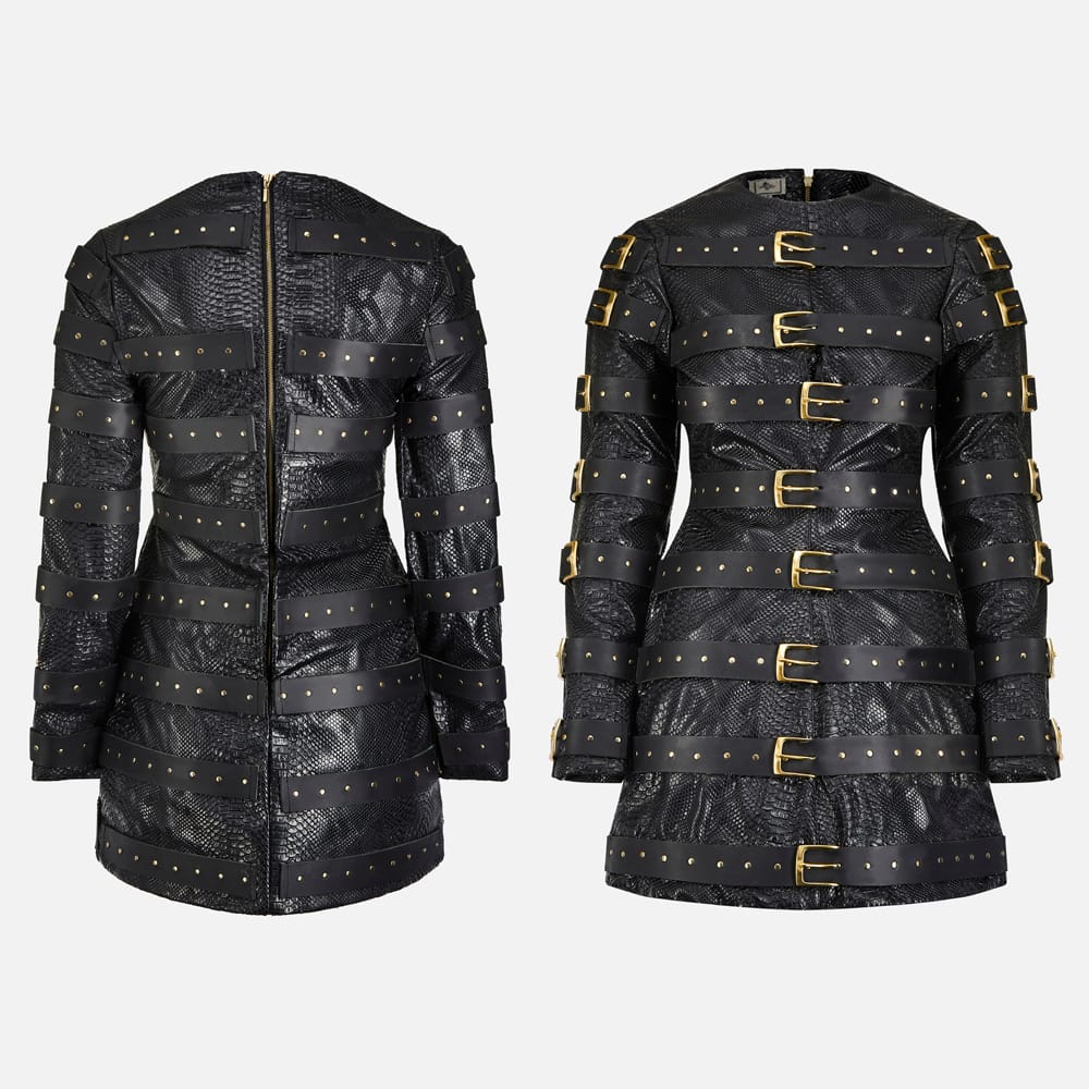 Buckled snakeskin jacket