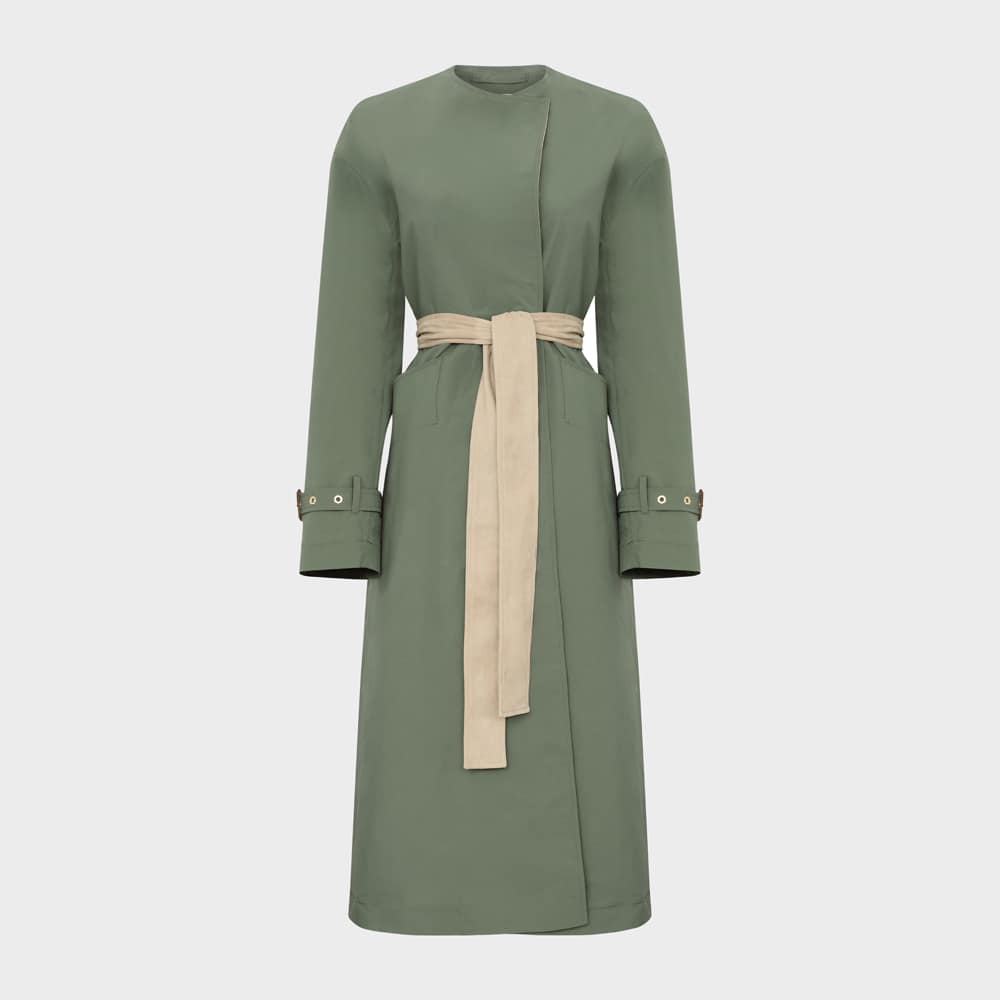 Ghost mannequin of green ladies' coat