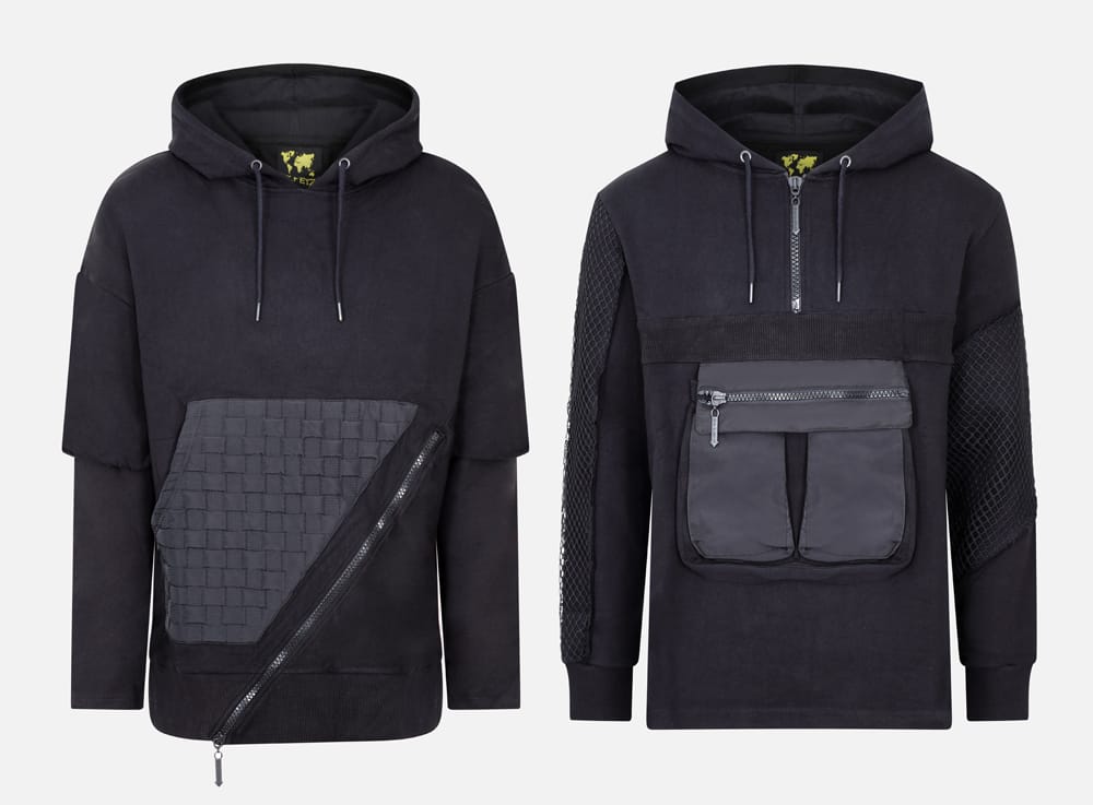 Black hoodie with pouch ghost mannequin